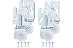 Tinoaly 4pcs Sliding Closet Door Hardware, Wardrobe Roller Kit Wardrobe Cabinet Wheels Replacement for Top-Hung Bypass Hardwa