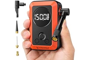 ETENWOLF S0 Mini Bike Pump, 150 PSI Tire Inflator Portable Air Compressor for Bicycles, Cars, Motorcycles, and Sports Balls, Fast Inflate & Auto Stop Bicycle Pump with Gauge