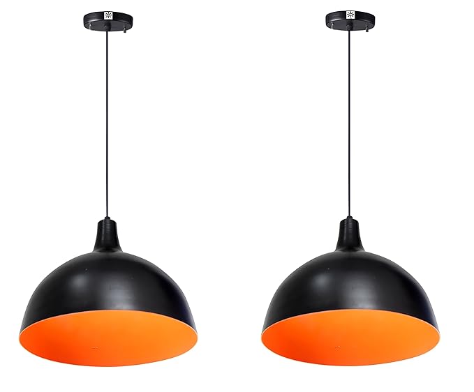 WHITERAY Metal LED Hanging Light (Black Orange)
