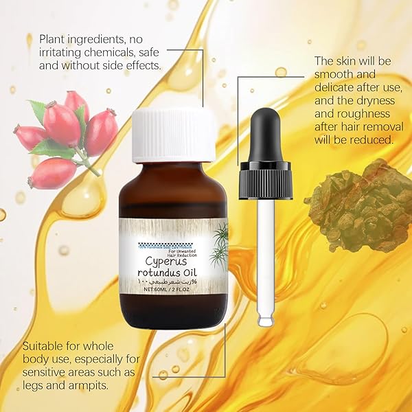 2PCS CYPERUS ROTUNDUS OIL,NATURAL CYPERUS ROTUNDUS OIL FOR HAIR REMOVAL,REDUCES UNWANTED HAIR GROWTH,MOISTURIZES & SOOTHES SKIN,REDUCING BODY HAIR GROWTH,SHRINK PORES FOR ALL SKIN TYPES(60ML)