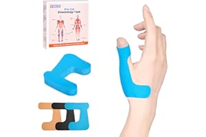 IEADEN Precut Kinesiology Tape for Thumb (Right Hand), 40 Pcs - Thumb Support & Stability, Thumb Pain Relief Athletic Tape - Waterproof & Elastic, Breathable Hypoallergenic Latex-Free Tape, Blue