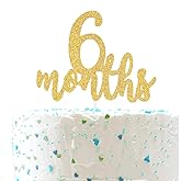 6 Months Cake Topper, Half 1/2 Birthday Cake Decorations,Half Birthday Party Decorations( Double Sided Gold Glitter )