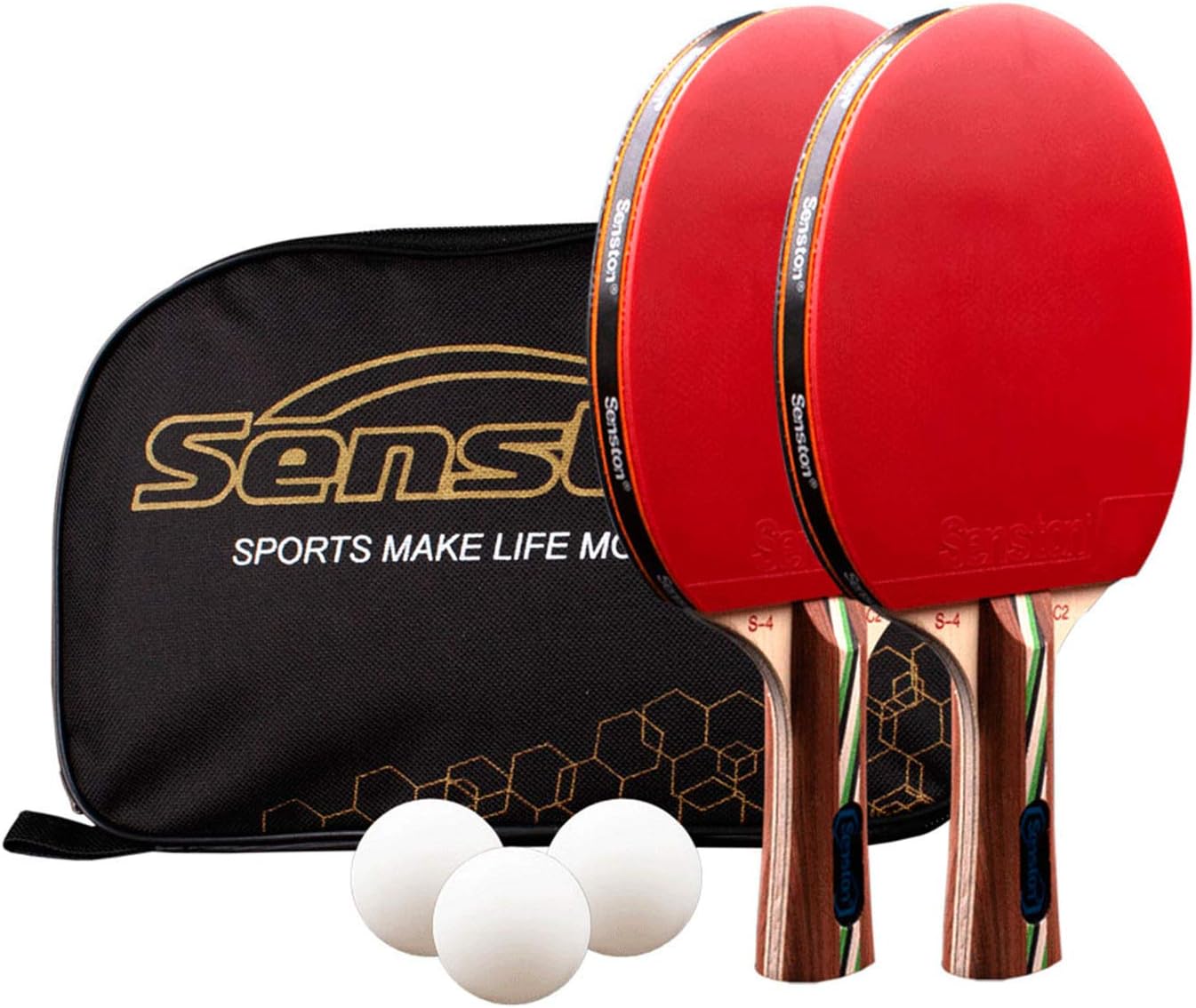 Senston-Ping-Pong-Paddles-Set 2 Player Table Tennis Racket Set with 3 Ping Pong Ball and 1 Portable Bag S3-C3 : Sports & Outdoors