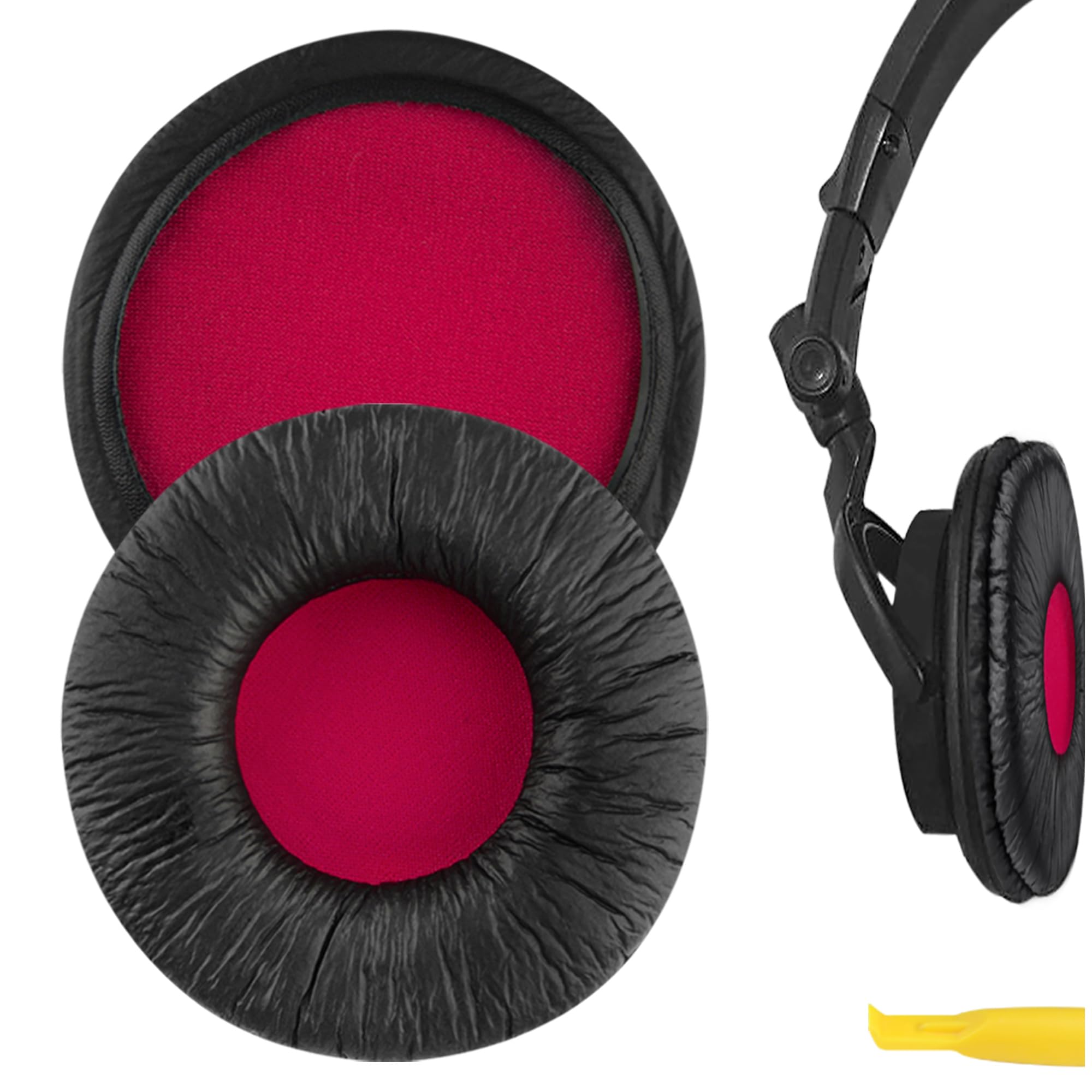 Geekria Replacement Ear Pads for Sony MDR-V55, V500DJ Headphones Ear Cushions, Repair Parts (Black Red)