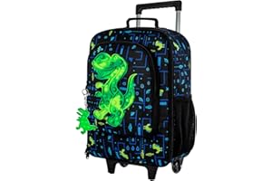 AGSDON Kids Luggage for Boys, Cute Dinosaur Rolling Wheels Suitcase for Children Toddler