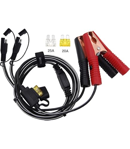 Câble Connecteur SAE 10 AWG 1 M - Pinces Crocodile Vers Prise SAE - Avec Fusibles - Pour Panneaux Solaires, Batterie - 3