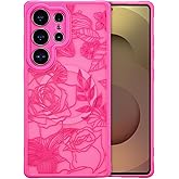 XIZYO Magnetic Case for Samsung Galaxy S25 Ultra Floral Rose Cute [Compatible with Magsafe] for Women Girls Aesthetic Pattern Slim TPU Shockproof Bumper Cover, Hot Pink
