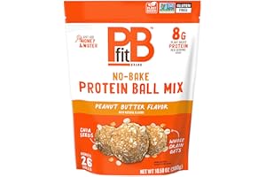 PBfit No Bake Peanut Butter Protein Ball Mix, 8g Protein, Made with Chia Seeds & Whole Grain Oats, Gluten Free, Vegan Snacks, 10.58 Oz Bag