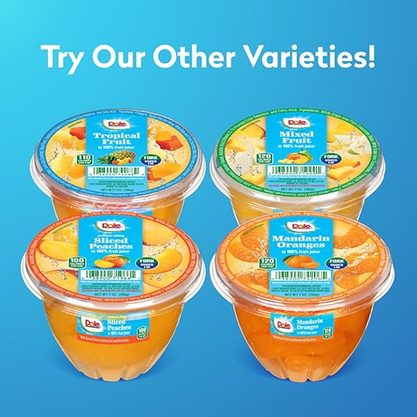 DOLE FRUIT BOWLS TROPICAL FRUIT IN 100% JUICE SNACKS, 7OZ 12 TOTAL CUPS, GLUTEN & DAIRY FREE, BULK LUNCH SNACKS FOR KIDS & ADULTS