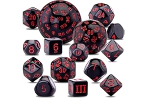 AUSTOR 15 Pcs Complete Polyhedral Dice Set D3-D100 Game Dice with a Leather Drawstring Storage Bag for Role Playing Table Gam