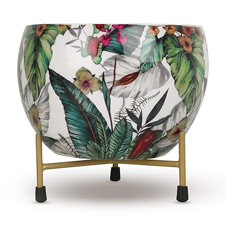 Vudy Indoor Plants Pots with Stand -Decorative Pots for Indoor Plants Rust Free Metal Plant Pots for Living Room, Balcony and Garden Decor (Plants not Included) (Design1)