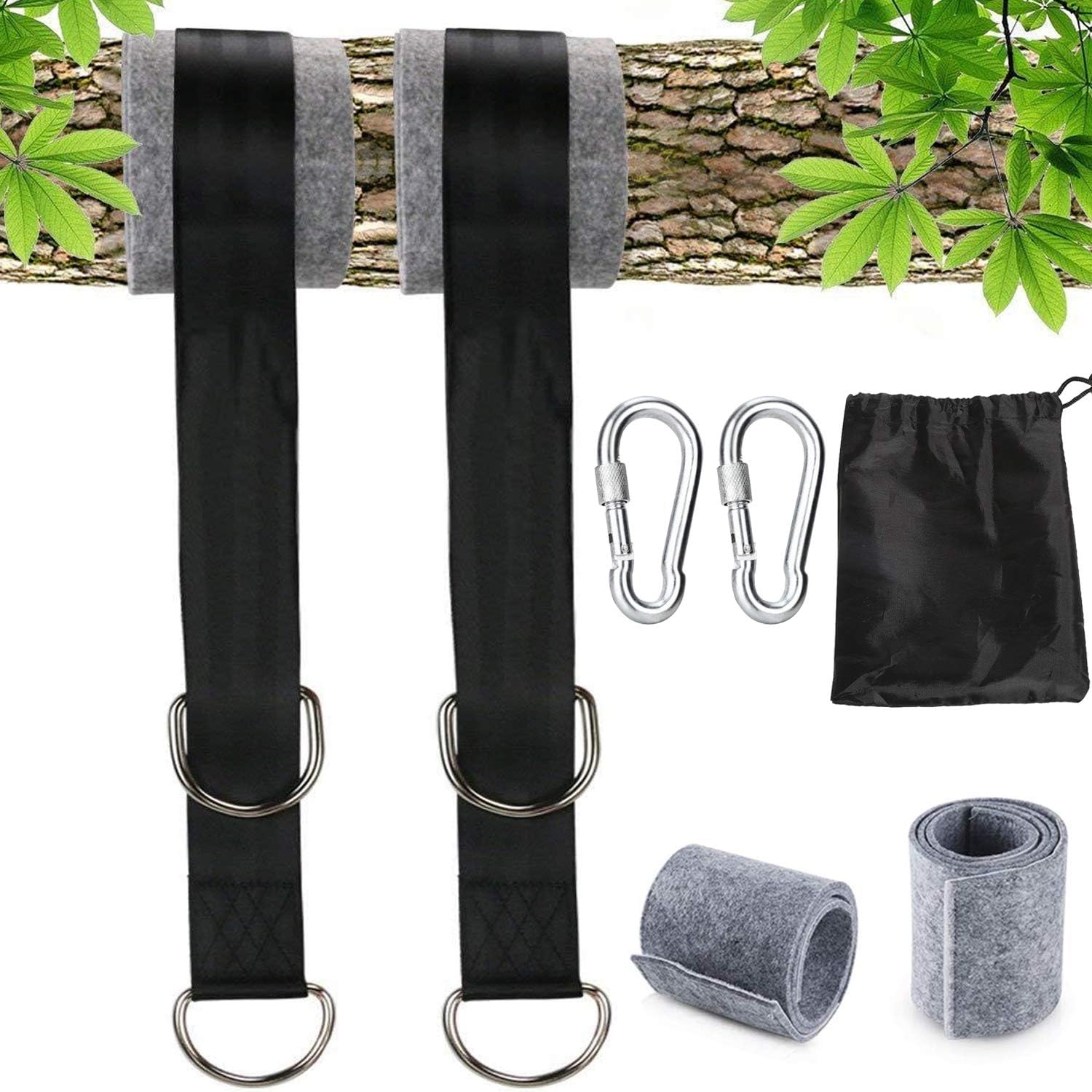 Kit de Correas para Colgar de árbol al Aire Libre Capacidad para 500kg con  Cierre de Seguridad mosquetones Bolsa de Transporte para hamacas neumáticos  Disco Columpio Paquete de Dos Jardín Hamacas, columpios