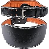 Leather Weight Lifting Belt, 4”& 6”Padded Lumbar Back Support, 10 Adjustable Holes, Gym Weight Belt Ideal for Deadlift, Powerlifting, Bodybuilding and Squat