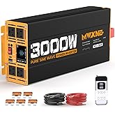 MWXNE 3000W Pure Sine Wave Inverter 12V DC to 110V 120V AC Converter for RV Truck Home Off-Grid Solar Power Inverter with Typ