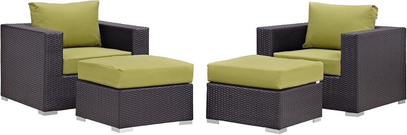 Amazon Com Modway Convene Wicker Rattan 4 Piece Outdoor Patio Furniture Set In Espresso Peridot Garden Outdoor