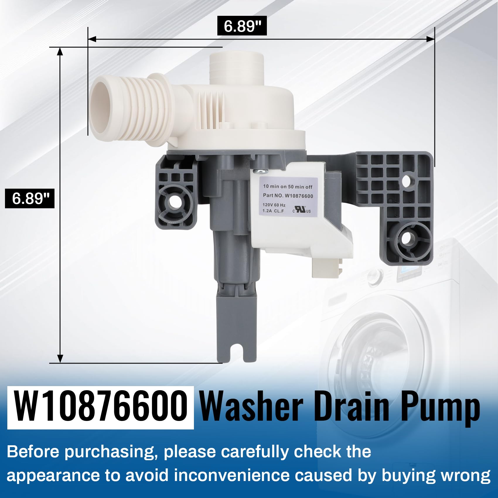 Upgraded W10876600 Washer Drain Pump,W10727777 Washing Machine Drain Pump Replaces W10876600VP AP6004933 PS11738156,B25-3A04 Compatible with Whirlpool, Maytag, Kenmore, Crosley Washing Machine