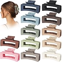 Vigorpace 12 Pack 3.5" Medium Hair Claw Clips for Women Girls Thick Thin Hair, Strong Hold Matte Square Hair Clips