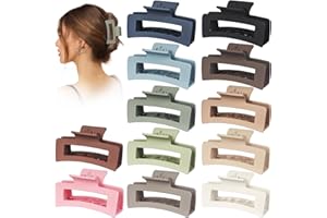 Vigorpace 12 Pack 3.5" Medium Hair Claw Clips for Women Girls Thick Thin Hair, Strong Hold Matte Square Hair Clips