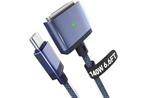 Hugener Magnetic 3 Cable USB-C 6.6FT for M4/M3 MacBook Air Pro Charger, 140W Magnetic Safe 3 Cable for MacBook Air (13"/15" 2