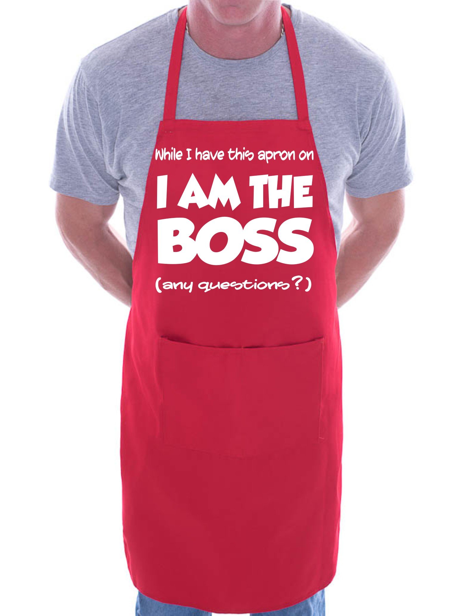 Print4U I Am The Boss Fathers Day Funny BBQ Cooking Novelty Apron Red