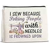FYDHQSS Sewing Gifts Makeup Bag, Hostess Gift for Women Mom Grandma Birthday Christmas, Quilting Gifts for Quilters Sewing Lovers Cosmetic Bag with Zipper Travel Toiletry Makeup Pouch for Purse