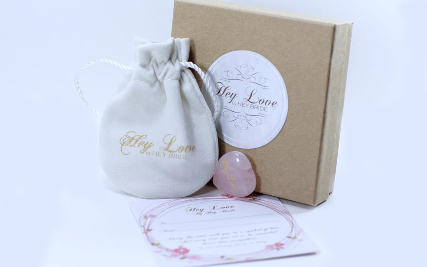 Hey Love Heart - Love Amulet By Hey Bride - Perfect Valentines Gift for Girlfriends or Bridesmaids - Velvet Bag, Card and Gift Box Included.