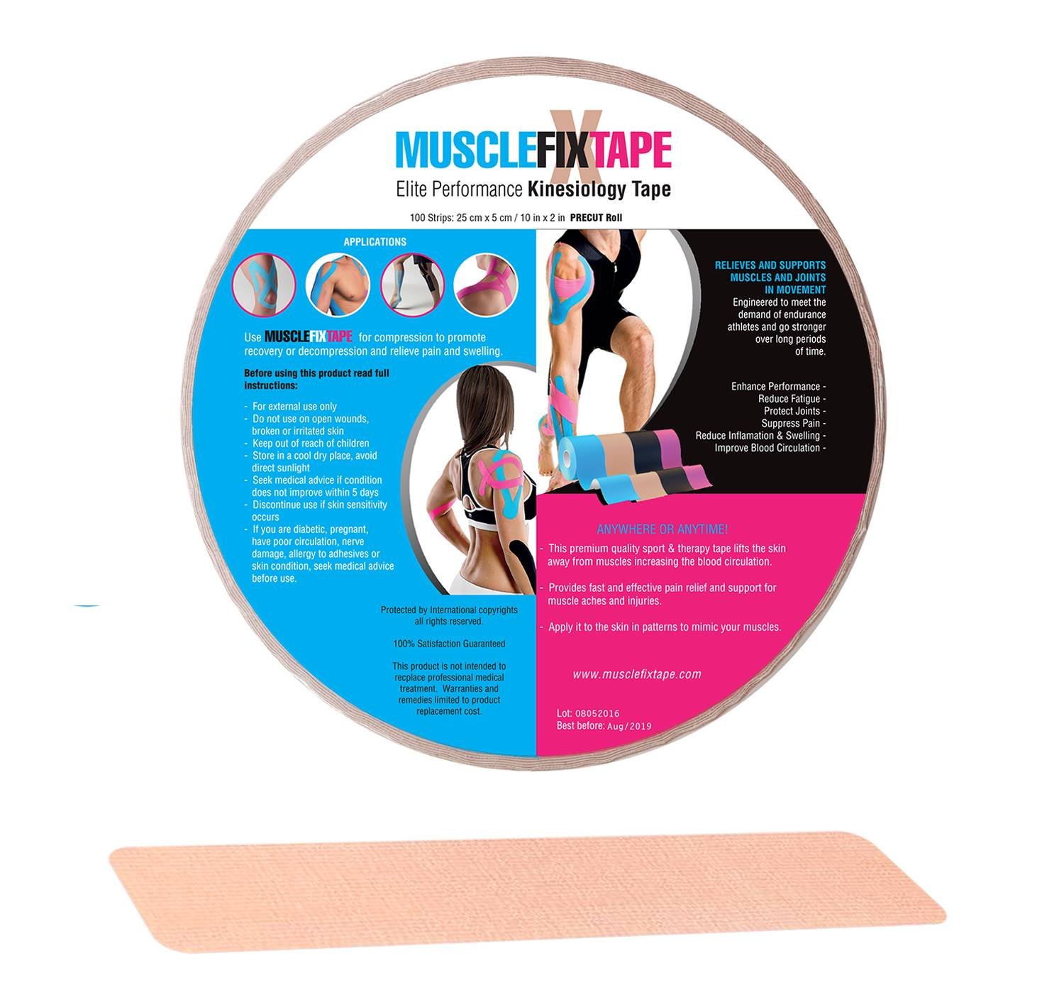 Beige Kinesiology Tape Precut Roll Bulk Jumbo Clinical Size Recovery