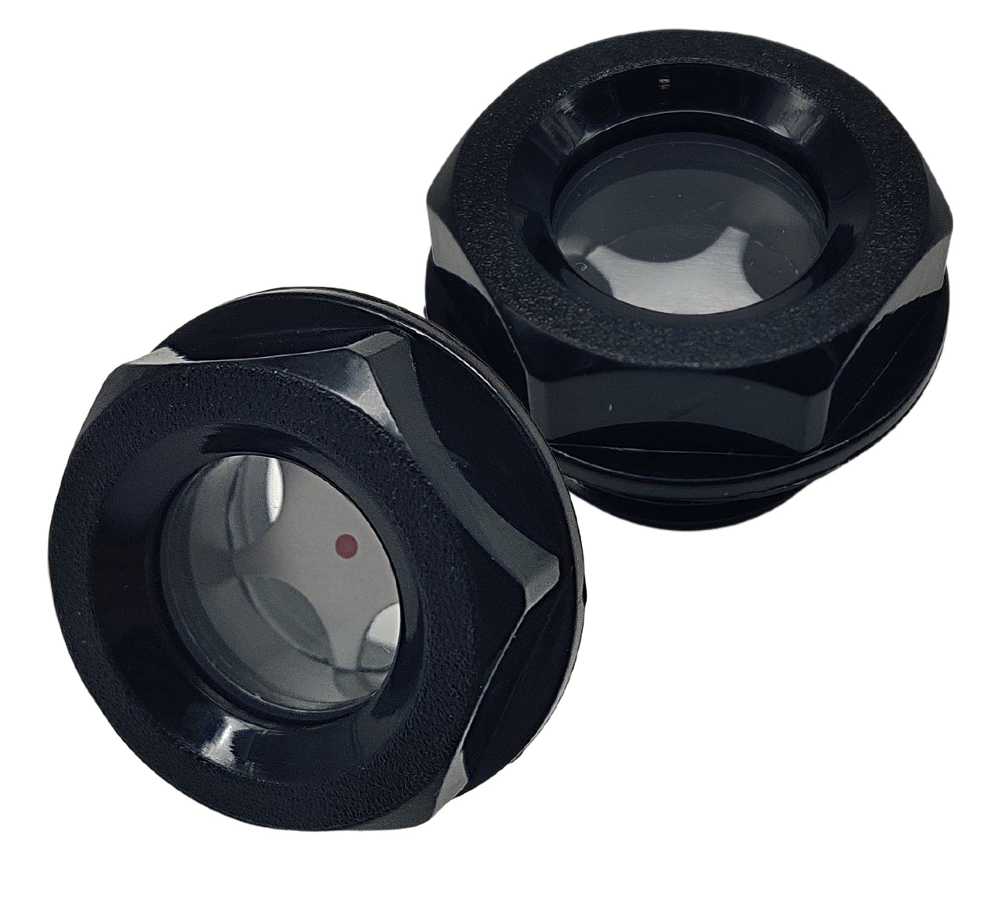DOJA Industrial | Oil Gauge Level Sight Glass | G 1/2 | 1 Unit | Air Compressor Oil Tank Level Gauge Indicator | Plastic Male Thread Cap Glass Fittings up to 100°C | Compressors Oil Liquid Sight