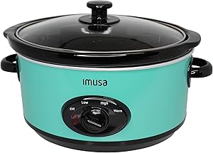 IMUSA USA GAU-80114T 3.7 Quart Teal Slow Cooker with Glass Lid