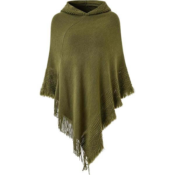 IN'VOLAND Women's Plus Size Knitted Shawl Poncho With Fringed...