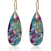 Wovanoo Natural Stone Earrings Waterdrop Stone Dangle Earrings for Women