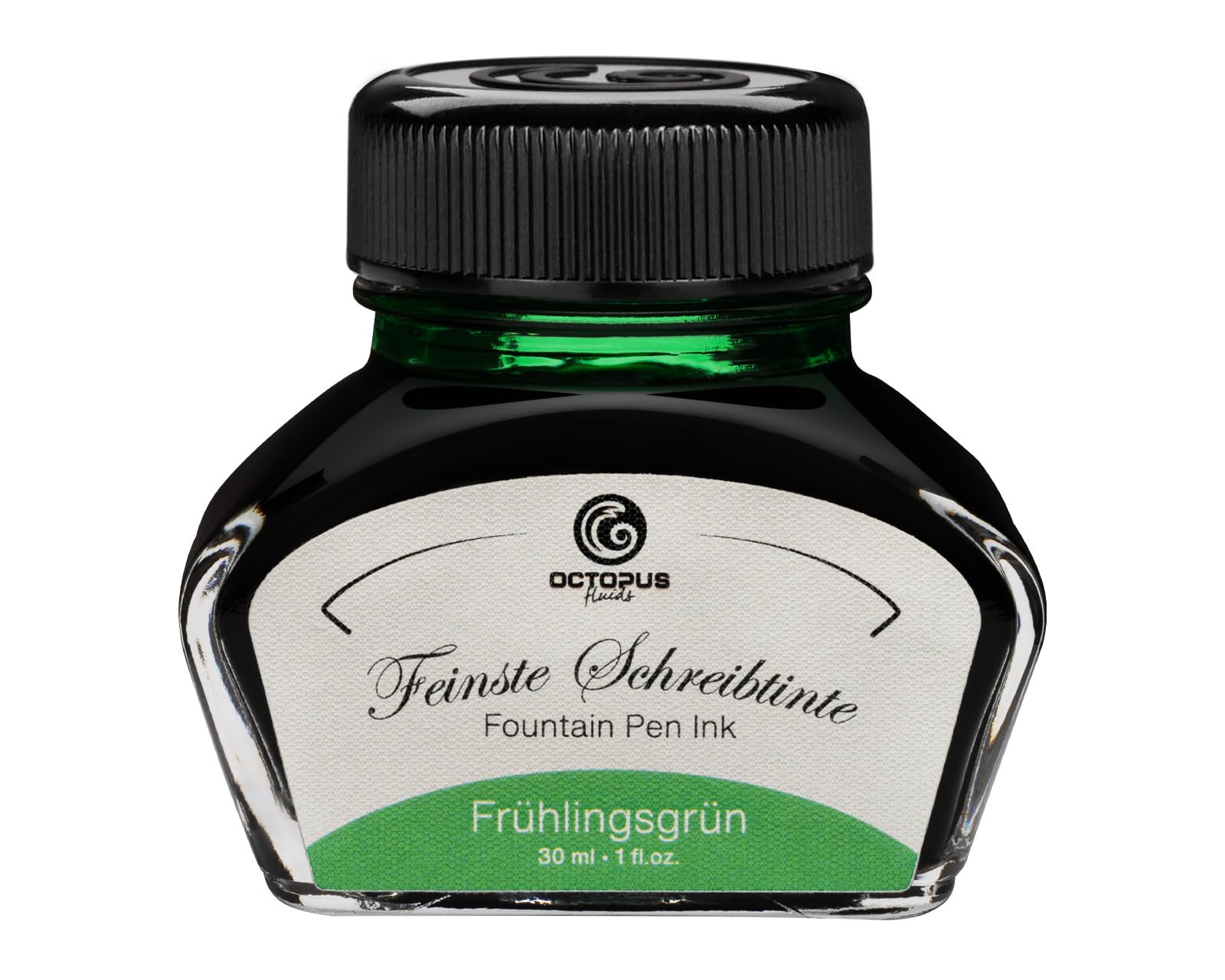 Octopus Fluids Fountain pen ink in ink glass,Writing ink for fountain pen, Fountain pen ink in Spring Green 30ml, inkpot, Calligraphy Ink
