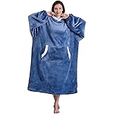 LANYETON Wearable Blanket Hoodie, Ultra Soft Warm Fluffy Oversized Fleece Sweatshirt Blanket with Sleeves and Pocket