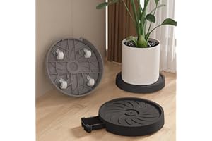 Plant Stand with 4 Hidden Wheels, 10 inch Mobile Indoor Rolling Tray with Drain, Heavy Duty Rolling Plant Caddy, Protect Indo
