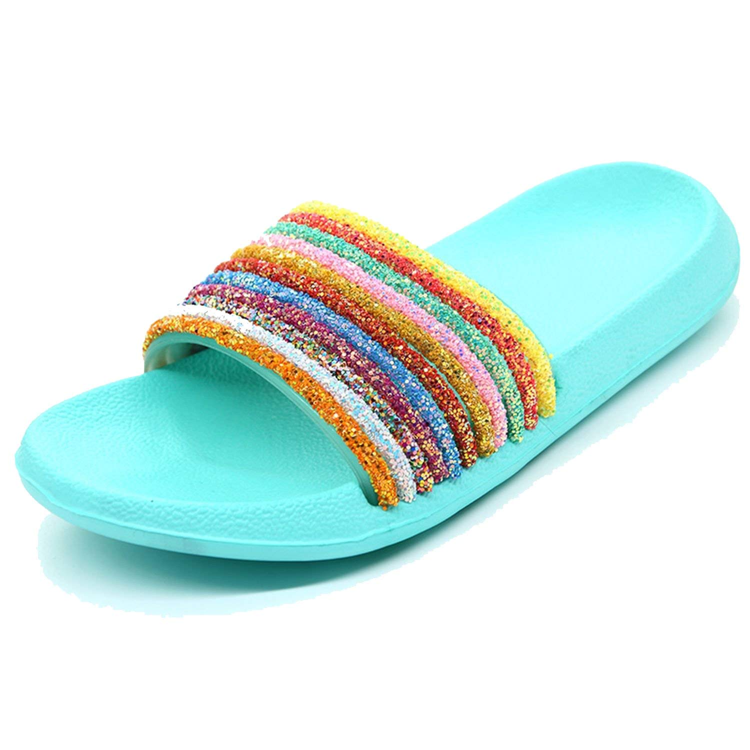 rainbow colored flip flops