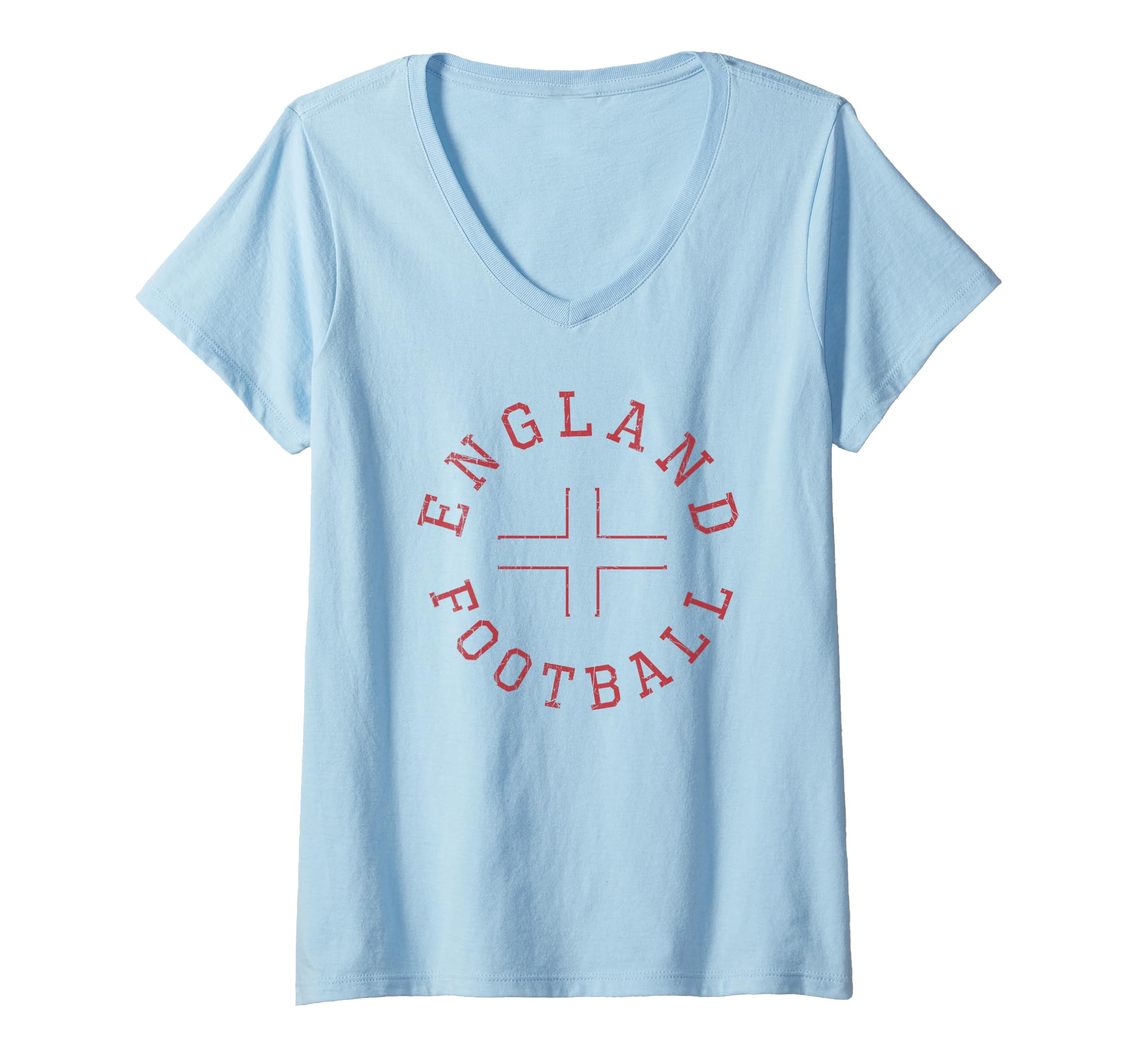 Womens Trendy England Football Circle V-Neck T-Shirt