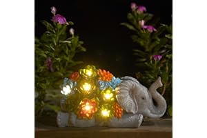 Nacome Elephant Statues with Succulent for Garden Decor: Solar Outdoor Clearance Outside Yard Art Porch Patio Balcony Front Lawn Ornaments –Birthday Gifts for Mom Grandma Women