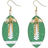 Football Bow Earrings for Women Gold Bow Rugby Earrings Football Sports Drop Earrings Funny Ball Dangle Earrings Fashion Gift Jewelry Accessories