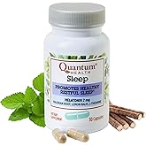 Quantum Health Sleep Melatonin 2mg Healthy Restful Sleep Support Blend with Relaxing Valerian Root, Lemon Balm & L Theanine Daily Mind & Body Well Being for Women & Men - 30 Capsules