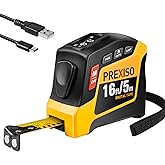 PREXISO 2-in-1 Digital Tape Measure - 16Ft Rechargeable Measuring Tape Ruler Ft/Ft+in/in/M/CM/MM Unit - Metric & Inches Retra