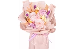 Flowers Read Bouquet Birthday,XMFAYUAN Roses Read Flowers,Cut Flowers For Delivery Prime,Preserved Flower Bouquet For Mothers Day Valentines Day Anniversary (Pink-Purple)