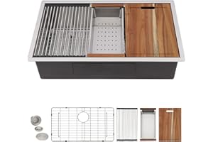 32 Inch Undermount Kitchen Sink - Fulorni 32"x19" Kitchen Sink Undermount 16 Gauge Stainless Steel Ledge Workstation Under Counter Single Bowl Sink Basin