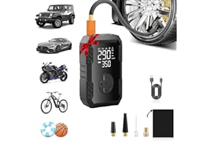 LAZYSHINE Tire Inflator Portable Air Compressor - Air Pump for Car Tires Cordless Rechargeable, 150PSI Electric Bike Tire Pump with Pressure Gauge for Bicycle Motorcycle Ball, Gifts for Car Owner, Auto Shutoff