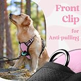 rabbitgoo Dog Harness Large No Pull Front Back Clips Reflective Pink L view 7