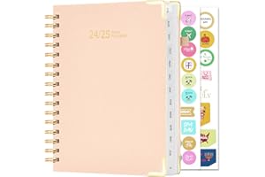 EYROZILL Daily Planner 2024-2025, Weekly and Monthly Planner, Teacher Planner, from July 2024 - June 2025, A5 (6.5"×8.5"), Hardcover, Pink