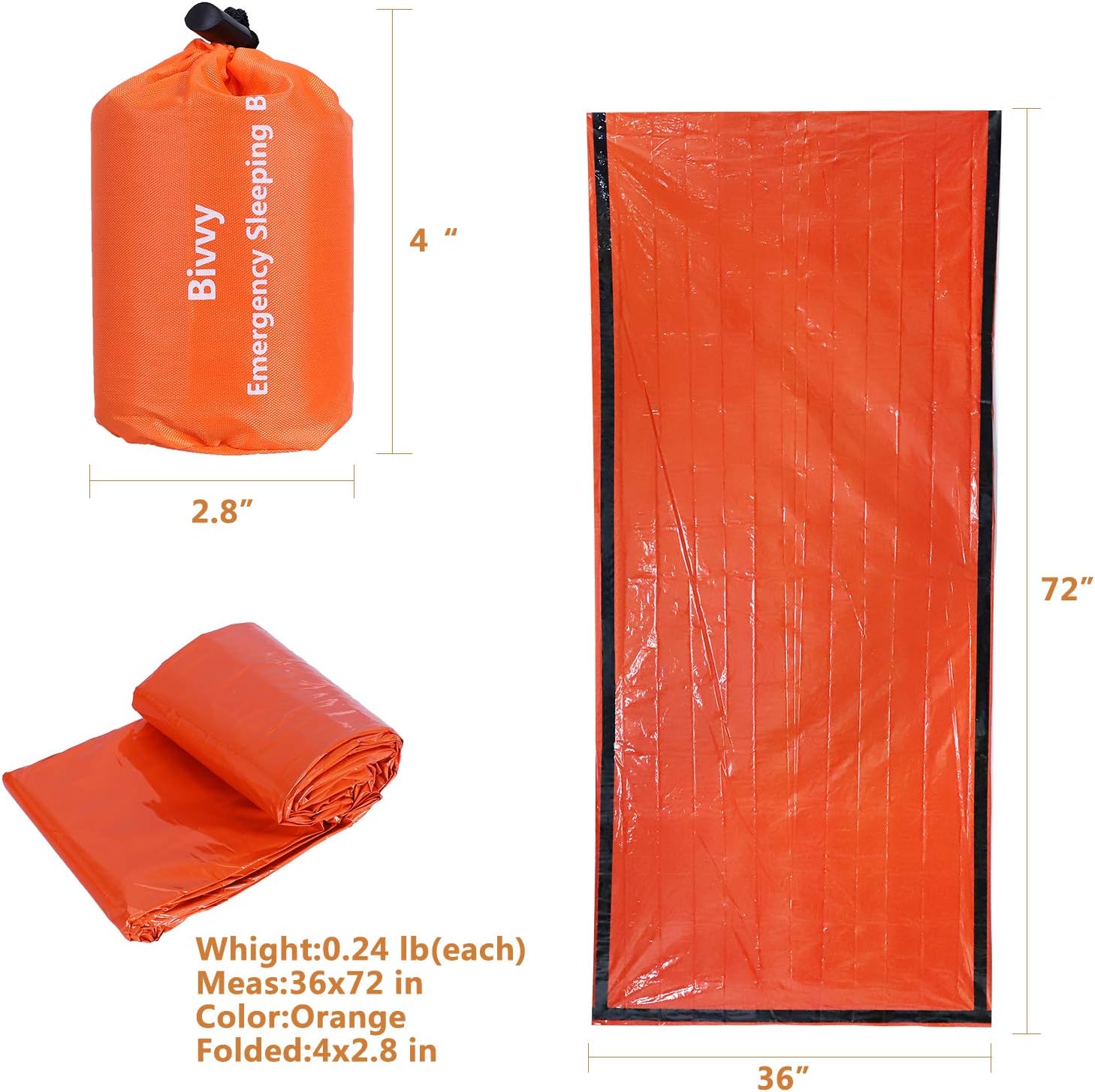 Xtextile 2Pack Emergency Sleeping Bags Lightweight and Compact Sack Survival Sleeping Bag Waterproof Thermal Emergency Blanket Survival Gear for Outdoor Camping, Hiking, Wild Adventures : Sports & Outdoors