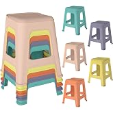Pipleo 5 Pack Stackable Classroom Stools, 18.8" Height Colorful Nesting Plastic Stool, Portable Backless Chairs Flexible Seating for Classroom, School, Office, Home