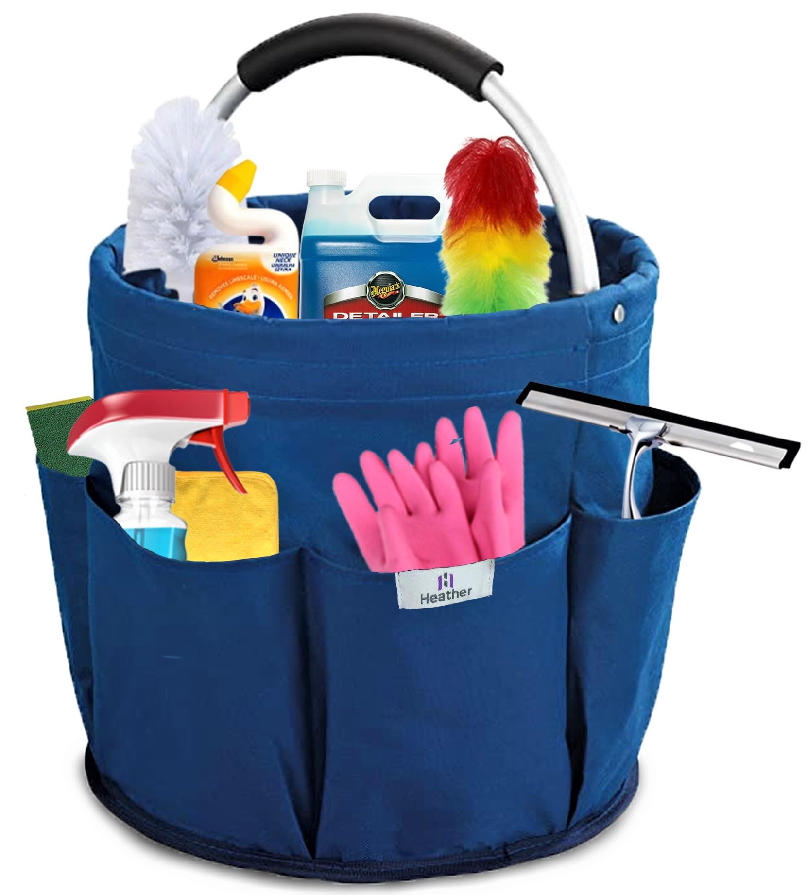 Heather UK Cleaning Bucket Organiser Caddy Cushioned Bag for Cleaning Products Organiser. Collapsible Under Sink Storage Organiser Cleaning Caddy with Handle Cleaning Buckets Soft Grip (Blue)