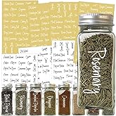 278PCS Clear Spice Jar Labels Preprinted for Kitchen Food Storage Container | Water &amp; Oil Resistant Script Spice Labels, Easy Peel and Stick for Jars, Pantry Label Stickers, Black &amp; White Word Art