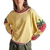 JINZIYINZI Y2k Women Long Sleeve Cute Graphic Print Oversized Sweatshirt Aesthetic Preppy Teen Girl Pullover Hoodies